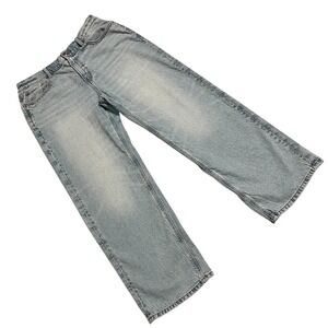 American Eagle Y2K Wide Leg Studded Boyfriend Jeans Size 8 Light Wash